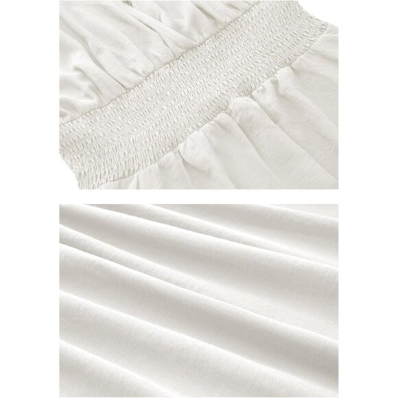 Women's Boho Maxi Dress Short Sleeve V Neck Flowy with Pockets for Wedding - Picture 4 of 8